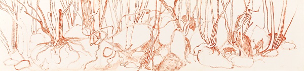 ■이호억 作, <사슴 숲 고향을 그리워하다(원화)>, 41.5x172cm, 화첩에 주묵, 2017